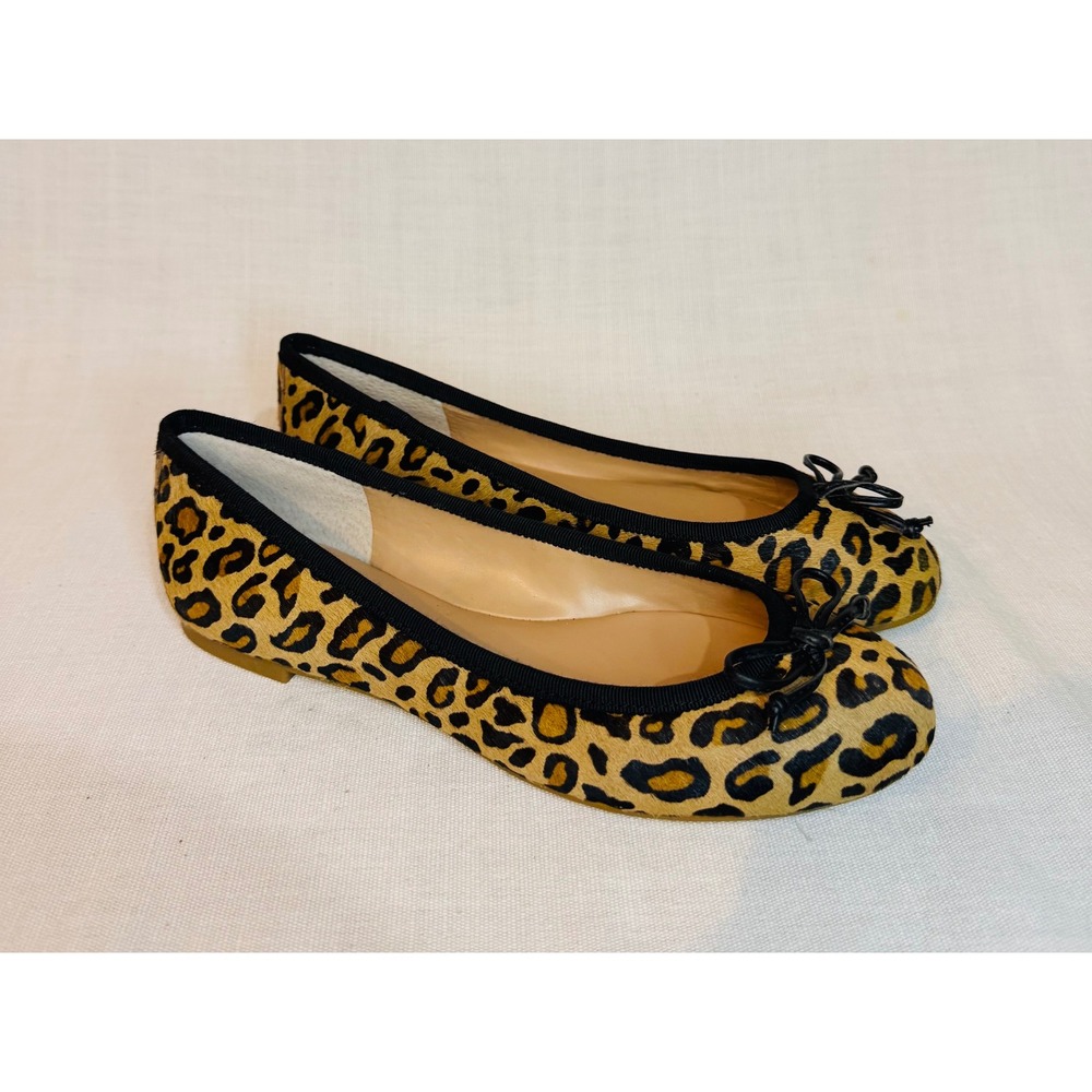 Banana Republic NIB Leopard Calf Hair Ballet Flats Brown Black Bow Shoes Size 5B